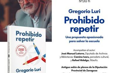 Gregorio Luri abre este miércoles una nueva temporada de Presentaciones con Encanto de la DPZ con su libro “Prohibido repetir”
