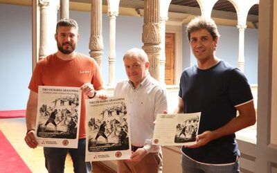 Una jornada de tiro de barra aragonesa homenajea a Valeriano Bécquer y la lámina que pintó en 1865 sobre este deporte