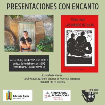 Víctor Juan presenta este jueves en la DPZ su nuevo libro “Las manos de Julia”