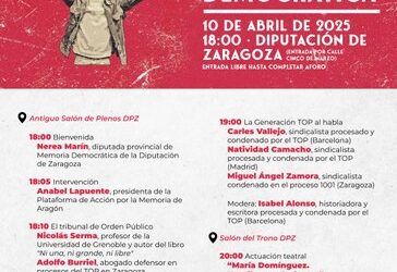 La Diputación de Zaragoza organiza una jornada de memoria democrática sobre el Tribunal de Orden Público, instrumento de represión de la dictadura franquista