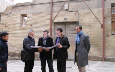 Beamonte visita las obras de consolidación de la antigua Casa Parroquial de San Bartolomé en Borja
