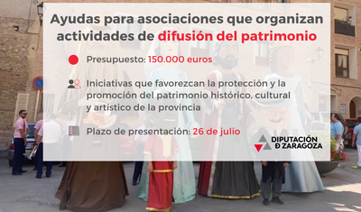 LA DPZ LANZA SUS AYUDAS PARA ASOCIACIONES QUE ORGANIZAN ACTIVIDADES DE DEFENSA DEL PATRIMONIO, DOTADAS CON 150.000 EUROS
