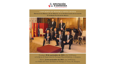 El grupo instrumental de la Diputación de Zaragoza ofrece un concierto el domingo y otro el martes en honor de Santa Cecilia