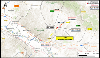 LA CARRETERA QUE CONECTA MONEGRILLO Y OSERA SE CORTARÁ AL TRÁFICO A PARTIR DE MAÑANA LUNES Y DURANTE LOS PRÓXIMOS SIETE MESES