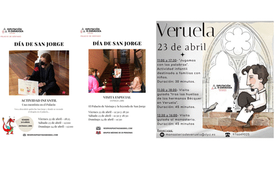 El palacio de Sástago y el monasterio de Veruela ofrecen visitas temáticas y talleres para niños y adultos para celebrar San Jorge
