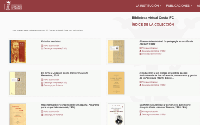 La Institución Fernando el Católico de la Diputación de Zaragoza divulga el pensamiento de Joaquín Costa con 13 obras descargables en su biblioteca virtual