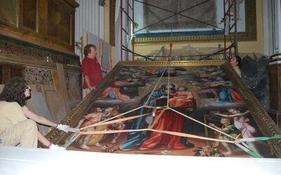 La Diputación de Zaragoza restaura el cuadro de Santa María la Mayor de la iglesia parroquial de Épila