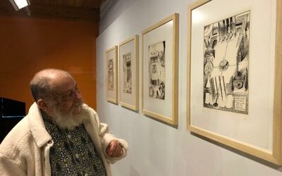 Guillermo Pérez Villalta visita en Fuendetodos su exposición de estampas digitales en homenaje a Goya