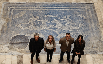 La DPZ y la Universidad de Zaragoza replican uno de los mosaicos romanos descubiertos en el yacimiento de El Forau de la Tuta de Artieda