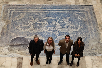 La DPZ y la Universidad de Zaragoza replican uno de los mosaicos romanos descubiertos en el yacimiento de El Forau de la Tuta de Artieda