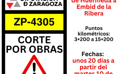 Cortada por obras a partir de mañana martes la ZP-4305 entre Huérmeda y Embid de la Ribera