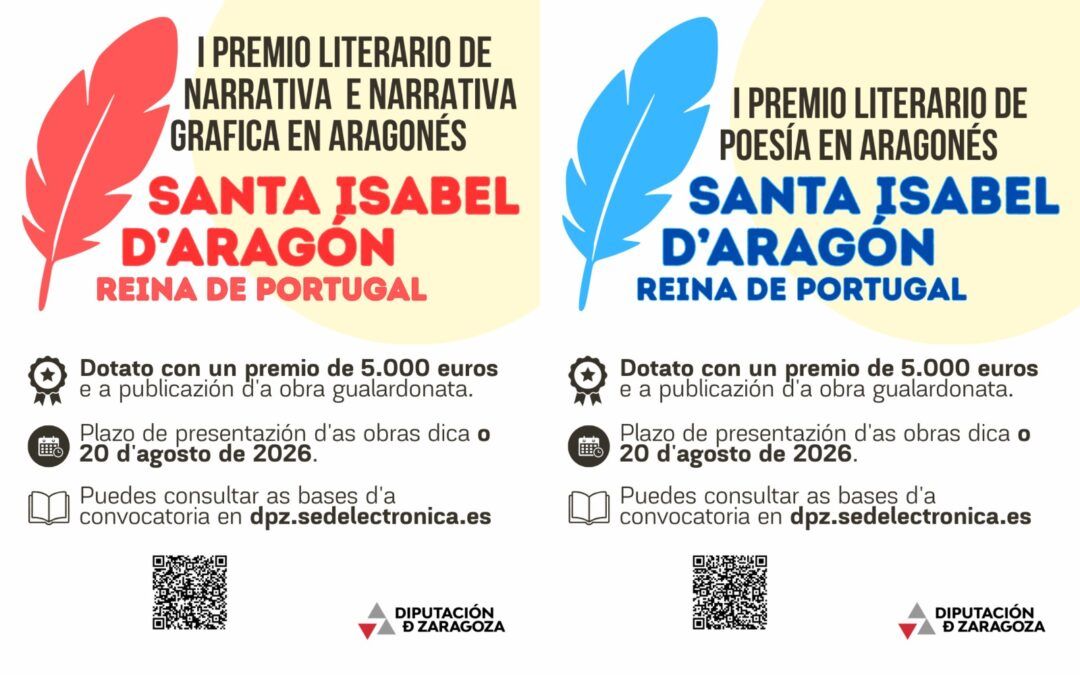A Deputazión de Zaragoza convoca a primera edizión d’os suyos premios Santa Isabel de poesía, narrativa e narrativa grafica en aragonés