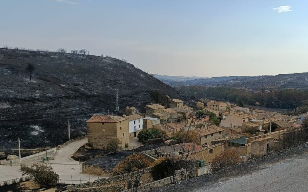 Los técnicos de la Diputación de Zaragoza visitan los municipios afectados por el incendio de Orés para evaluar los daños